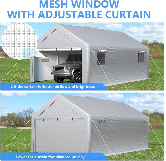 Carport 13x21ft Heavy Duty Large Outdoor Storage Shed - Image 6