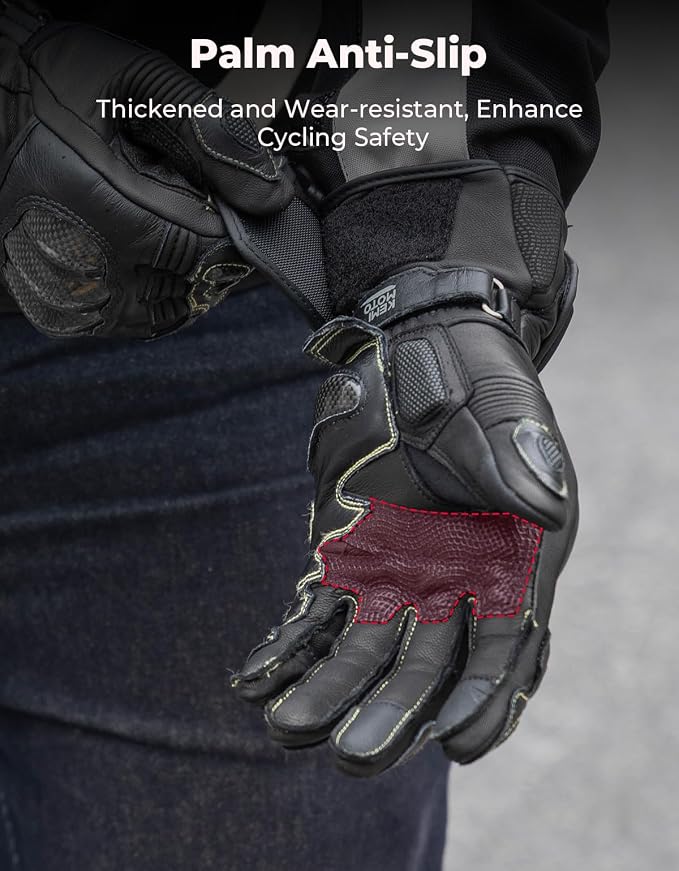 KEMIMOTO Leather Motorcycle Gloves - Image 6