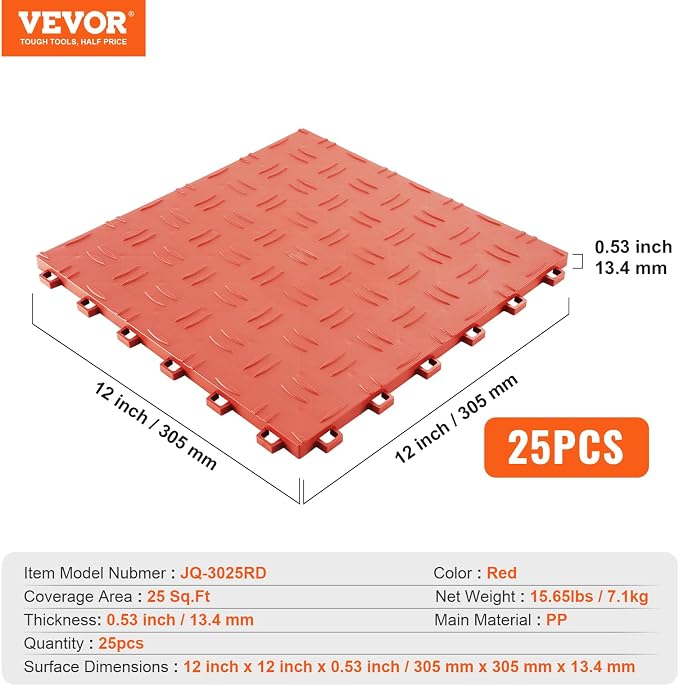 VEVOR Interlocking Floor Covering Tiles, 25 Pack, Non-Slip Double-Sided Texture - Image 7