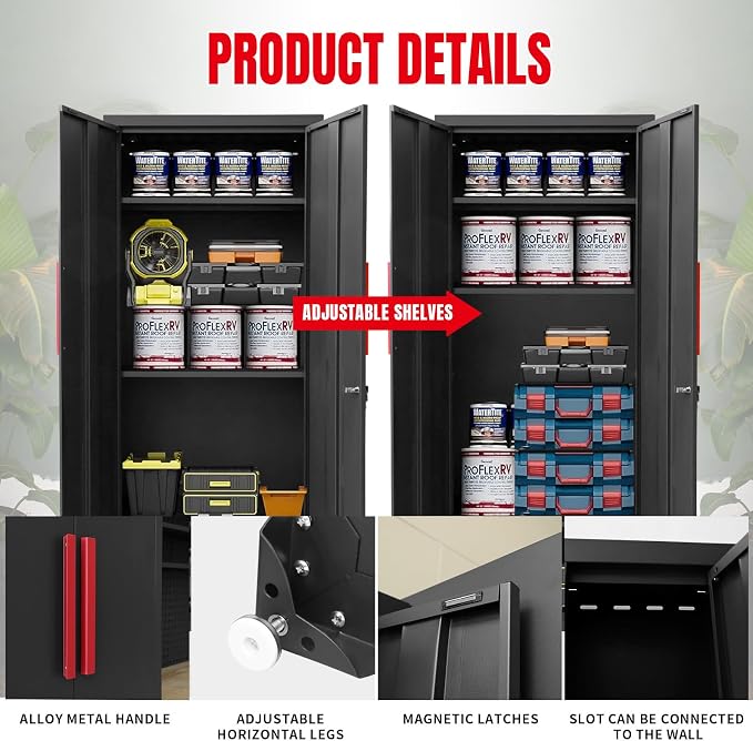 Torin Garage Storage Cabinets System, 8-Pcs Workshop Cabinet Set in Black - Image 4