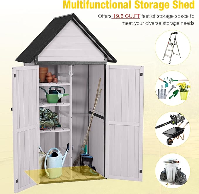 Outdoor Storage Shed, Vertical Wooden Tool Shed - Image 6