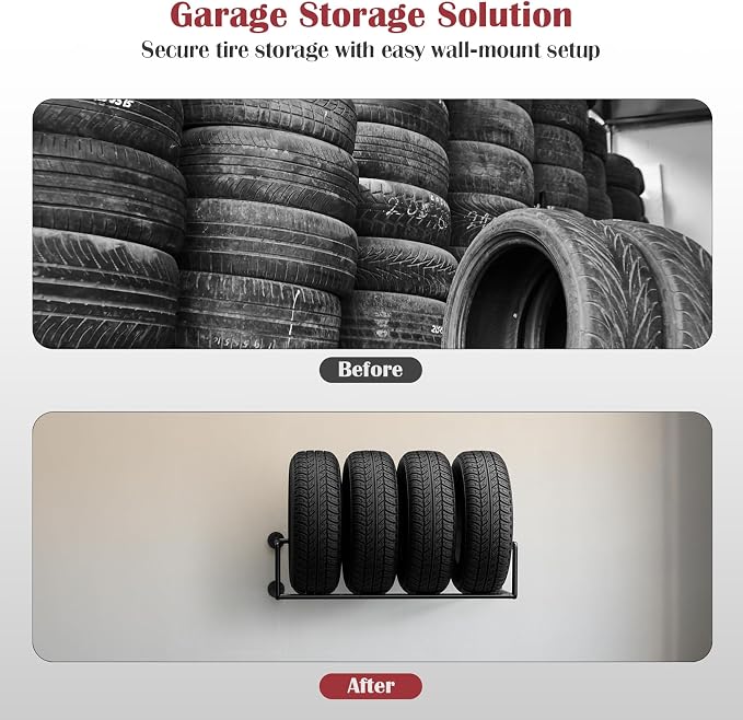 Vrisa Tire Rack Wall Mount Heavy Duty Adjustable Multi Tire Storage Rack - Image 4