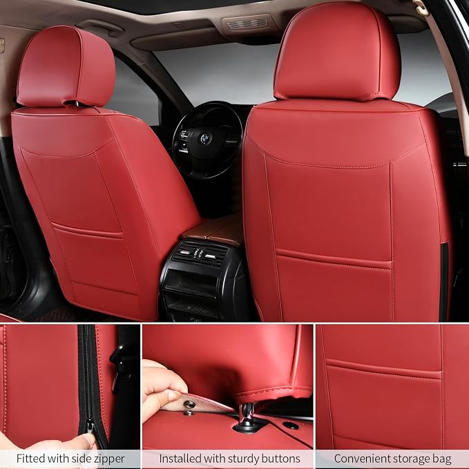 2 Packs Car Seat Covers Leather Car Seat Covers Universal Seat Covers - Image 3