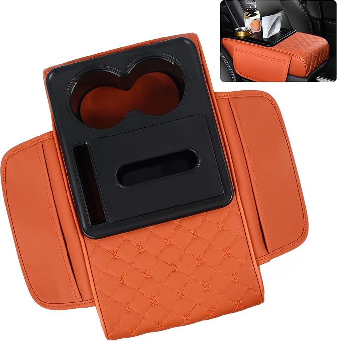 5 in 1 Car Armrest Storage Box for Center Console, Armrest Cushion Cover for Car by SCEDREAM