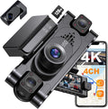 4K 360° DashCam for Cars, 4 Channel Car Dash Cam Front and Rear Inside by Roadwitness