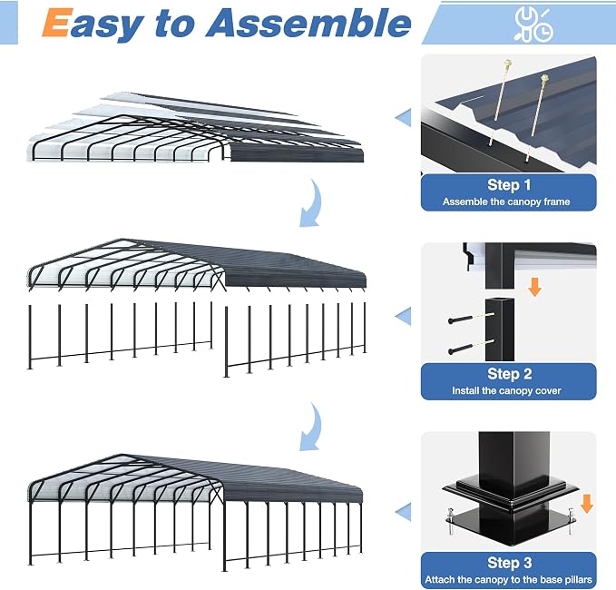 20x40 FT Metal Carport Canopy Heavy Duty - Image 3