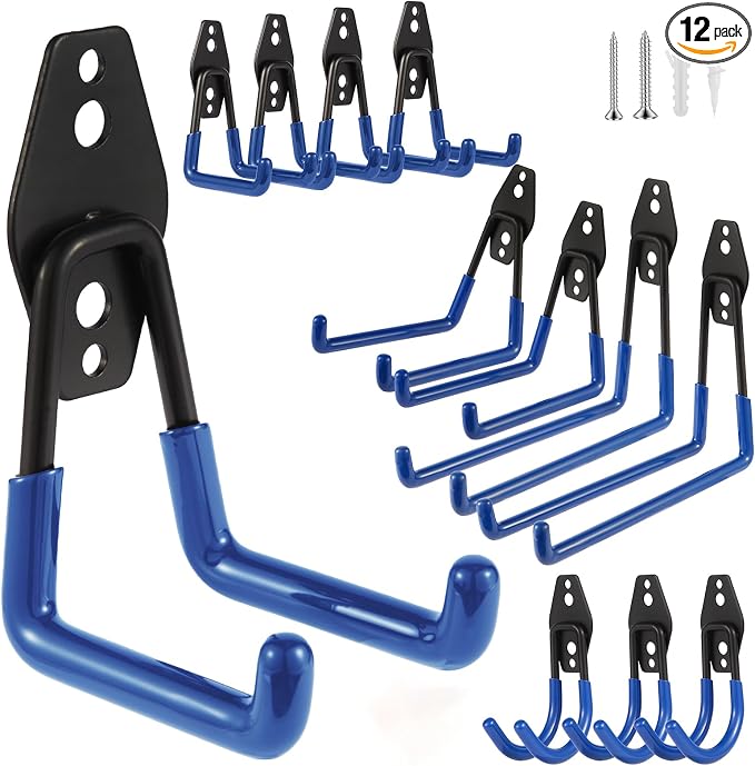 Steel Garage Hooks Wall Tool Organizer, 12 Pack Garage Storage Hook Heavy Duty by Unknown