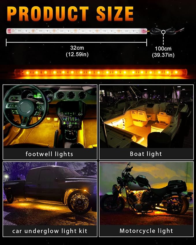 Qasim Car Led Strip Lights for Golf Cart Underglow Motorcycles Marine Boat - Image 2
