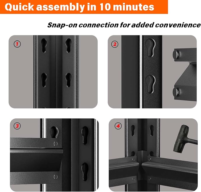Metal Garage Shelving Unit, Heavy Duty 4-Tier Adjustable Storage Rack, Steel - Image 6