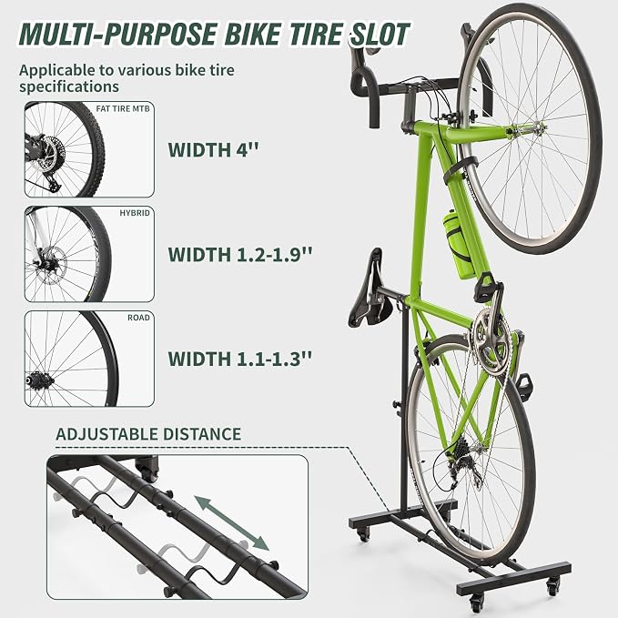 Vertical Bike Stand, Upright Bike Parking Rack Floor, Adjustable Bicycle Storage - Image 5