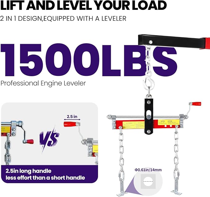 RQR Engine Hoist 2 Ton, Hydraulic Cherry Picker Engine Lift Crane - Image 3
