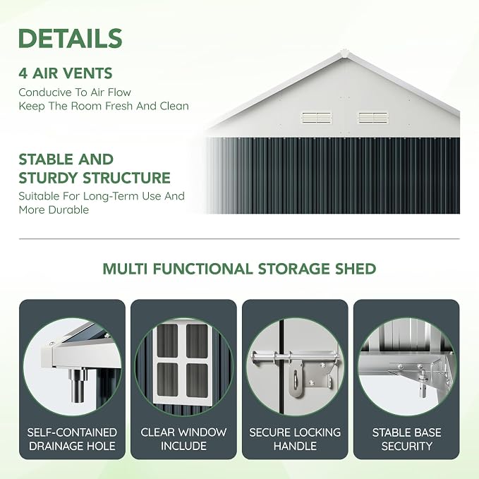 8X6FT Outdoor Steel Storage Shed - Image 2