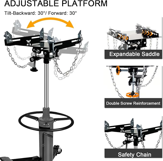 Transmission Jack 1660 lbs/ 0.75 Ton Capacity Hydraulic Telescopic Transmission - Image 5