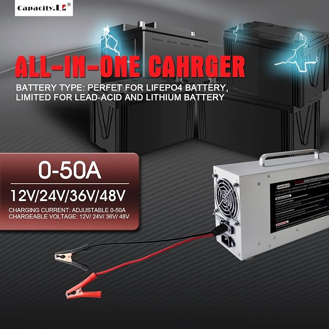 High Power Battery Charger, Upgraded Design LifePO4 Battery Charger, One Click - Image 2