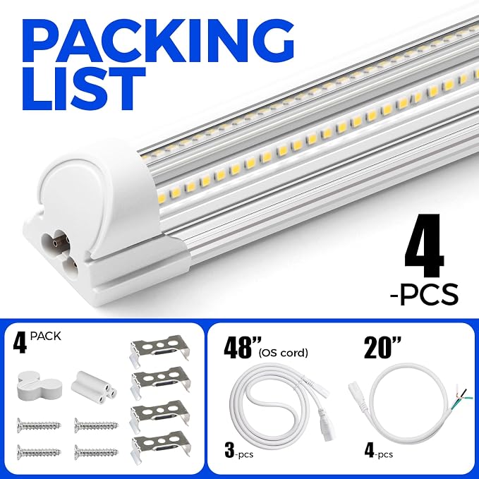 Barrina 8FT LED Shop Light, 100W 15000LM 5000K, V Shape Integrated T8 LED - Image 8