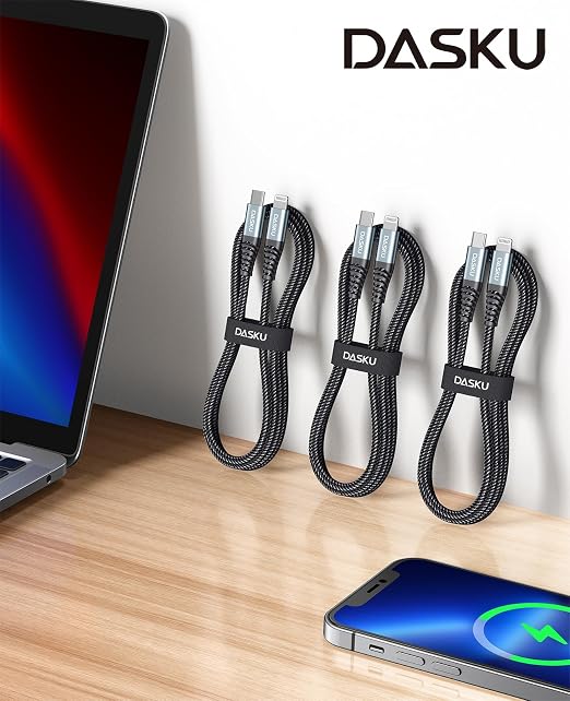iPhone Cable Fast Charging 6FT USB C Lightning Cable 3 Pack 6 Foot Nylon - Image 7