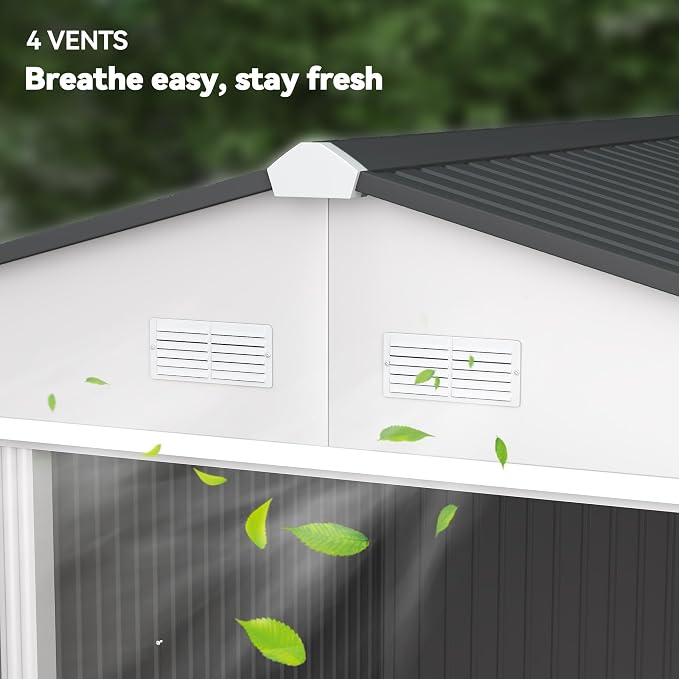 Outsunny 11' x 9' Outdoor Storage Shed, Garden Tool Metal Shed - Image 8