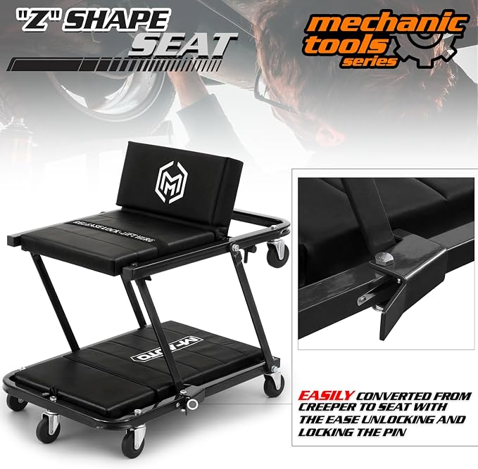 M-AUTO Heavy-Duty Convertible Mechanic Creeper, Z-Creeper 2-in-1 Creeper and - Image 7