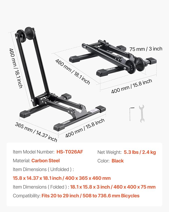 VEVOR Bike Rack, Fits 20 to 29 Inch Mountain & Road Bikes, Alloy Steel - Image 7