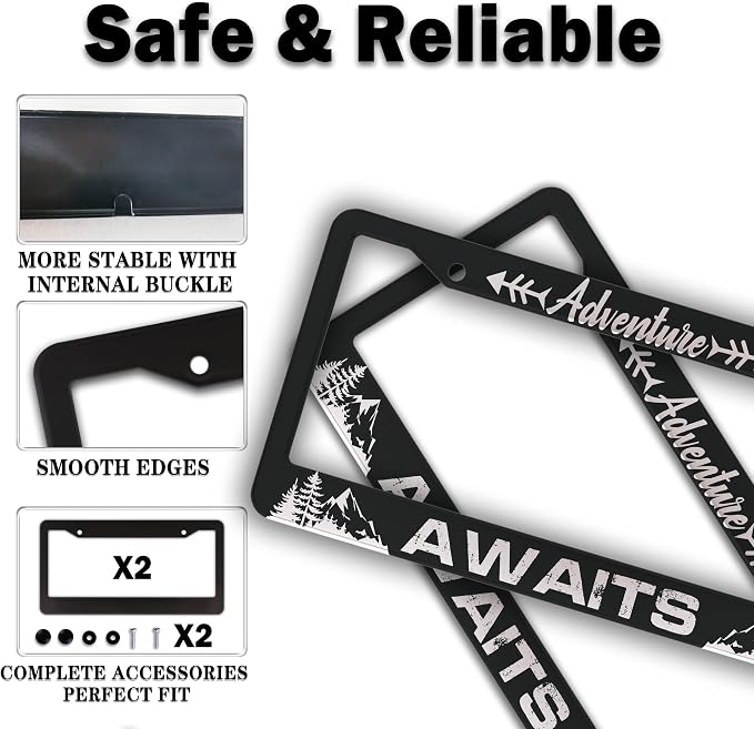 License Plate Frames for Men Black and White Car Plate Frames for Women - Image 4