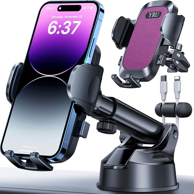YRU Car Phone Holder Mount, Dashboard Cell Phone Holder by YRU2025ProCarMount