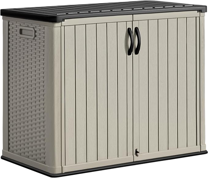 Greesum Outdoor Horizontal Storage Sheds 27 Cu.ft Resin Large Storaged Box by BuynowfromGreesum