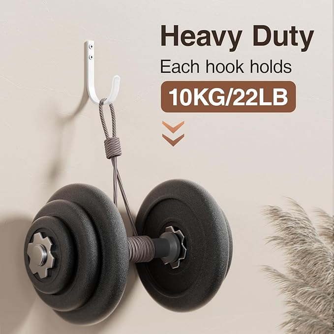 10-Pack Wall Hooks for Towel/Coat - 22LB Heavy Duty Metal Hanger Wall Mount - Image 2