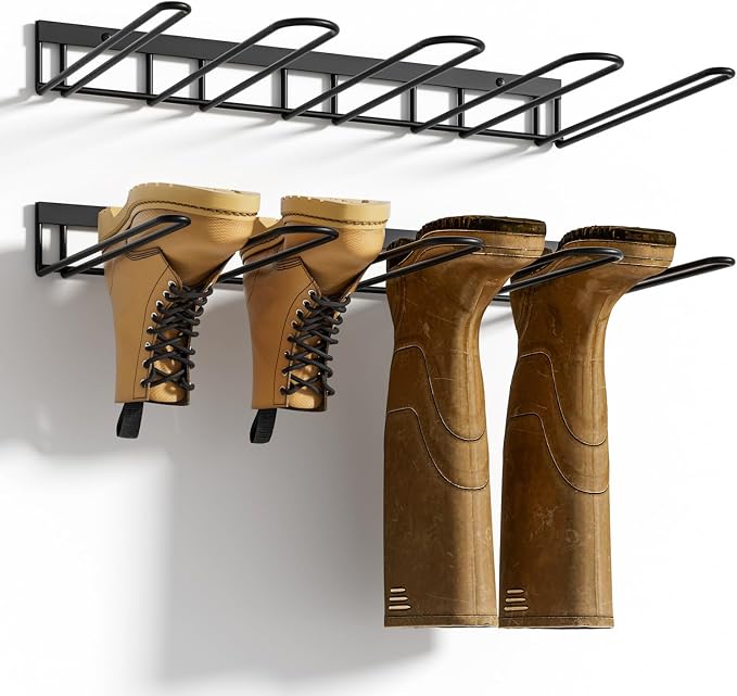 Boot Rack, Wader Hangers for wall, Metal Wall Mounted Shoe Racks, 4 Pair Boot by ZACURTER