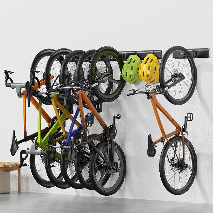 Bike Storage Rack 48Inch for 6 Bikes + 5 Helmets, Heavy Duty Bike Hangers for by Housolution