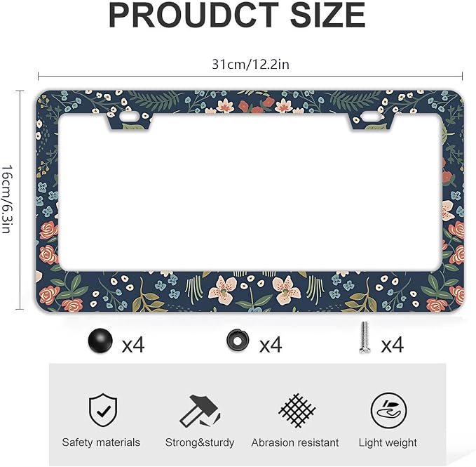 Colorful Floral Flowers License Plate Frames - Image 4