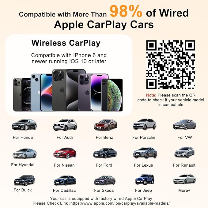 XHU Wireless CarPlay Adapter for Apple CarPlay Wireless Adapter 2025 Upgraded - Image 6