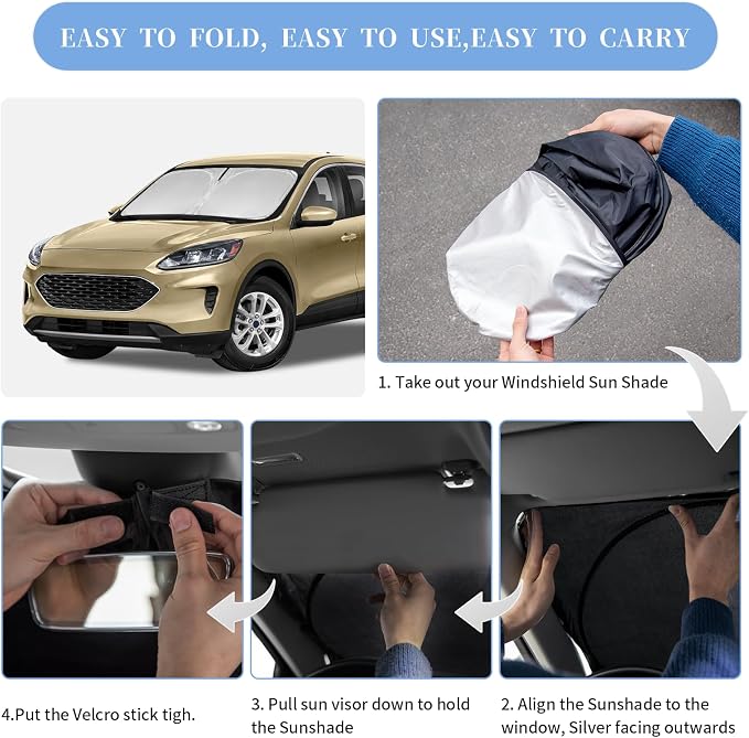 for Ford Escape 2020-2025 Sun Shade Sunshade Windshield Cover, 4-Layer Front - Image 6