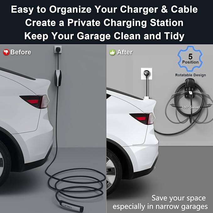 Tesla Charger Holder Wall Mount Tesla Charging Cable Organizer - Image 3