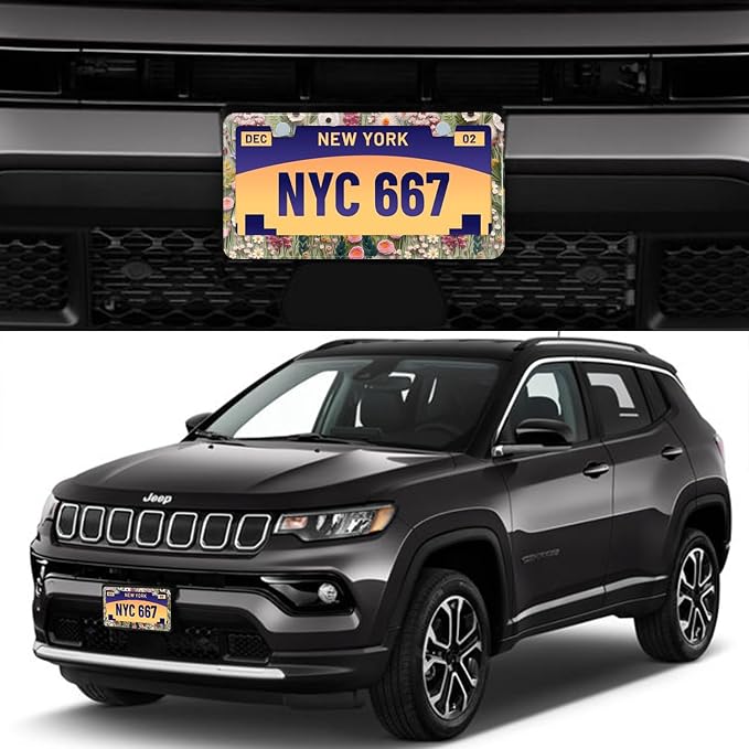 3D License Plate Frame Embroidered Floral Pattern Stainless Steel License Plate - Image 2
