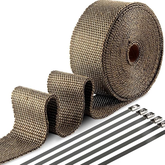 Exhaust Heat Wrap, Tooomplus 2'' x 50' Fiberglass Heat Shield Tape, Heat Wrap by Tooomplus