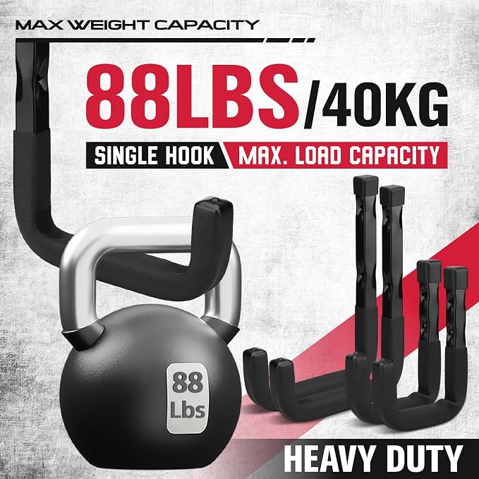 SEDY Heavy Duty Garage Storage Hooks: 4-Piece 6" & 3" Wall Mount J Utility - Image 3