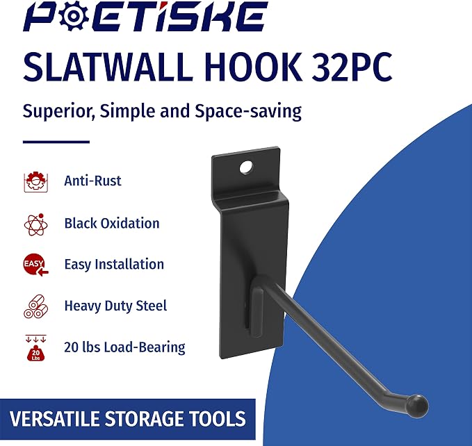 unp POETISKE Slatwall Hooks 32PC 10 Inch Slatwall Accessories Slatwall Panel - Image 3
