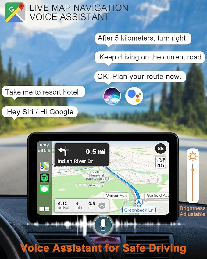 Compatible Wireless Apple CarPlay Android Auto Car Screen, 7 Inch HD Bluetooth - Image 3