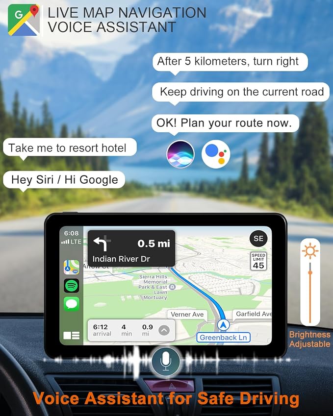 Compatible Wireless Apple CarPlay Android Auto Car Screen, 720P Back Camera 7″ - Image 3