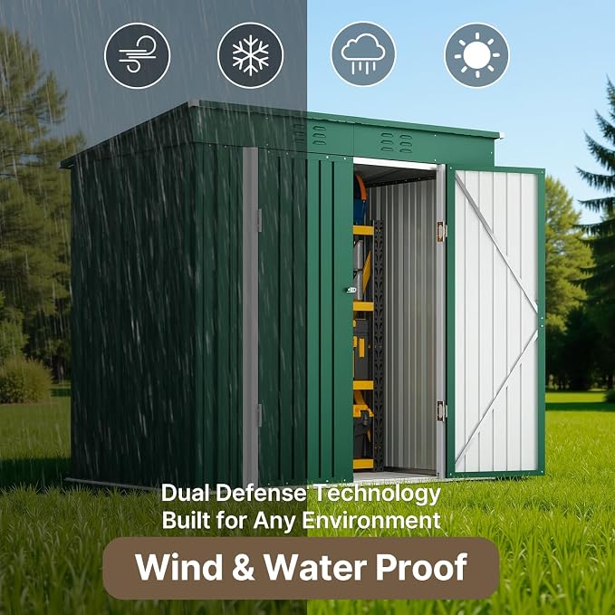 Bealife 6' x 4' Outdoor Storage Shed Clearance, Metal Outdoor Storage Cabinet - Image 3
