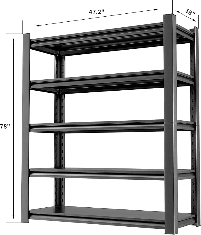 Garage Shelving, Storage Shelves, Adjustable 5 Tier Metal Heavy Duty Racks - Image 3