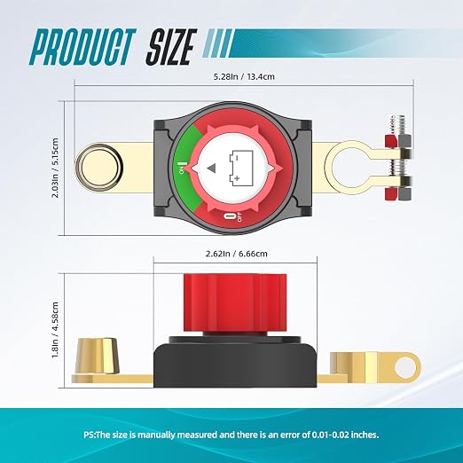 Top Post Battery Disconnect Switch On/Off 275A 12-48V Battery Power Cut Off - Image 2