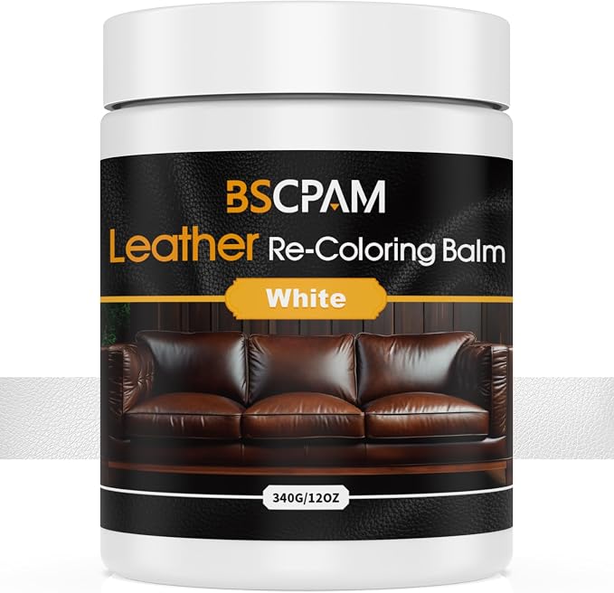 White Leather Recoloring Balm, 12oz Leather Color Restorer by BSCPAM