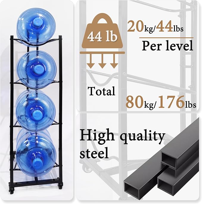 5 Gallon Water Bottle Holder, 4-Tier Heavy Duty Water Cooler Jug Rack, Water - Image 5