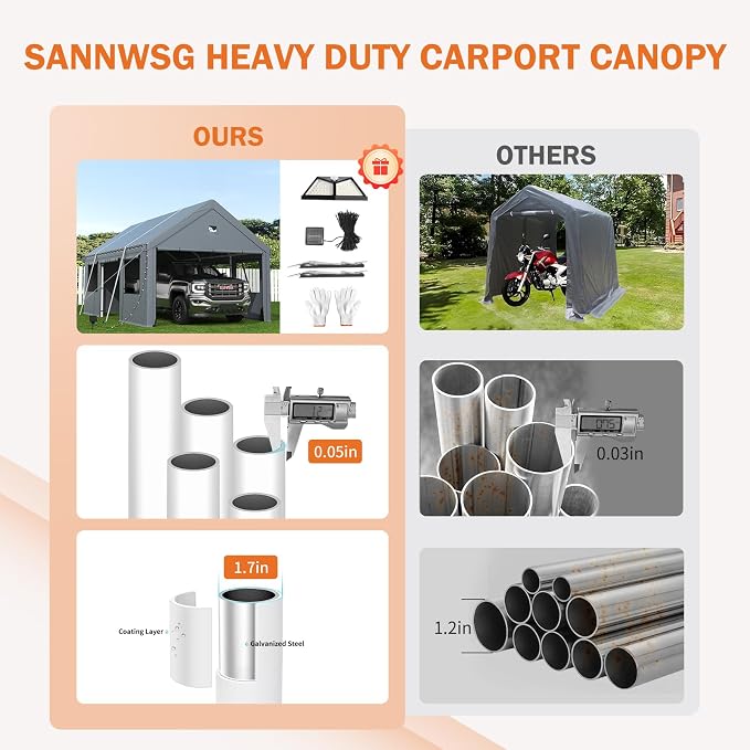 Carports 20X20 Heavy Duty，2 Car Carport - Image 6
