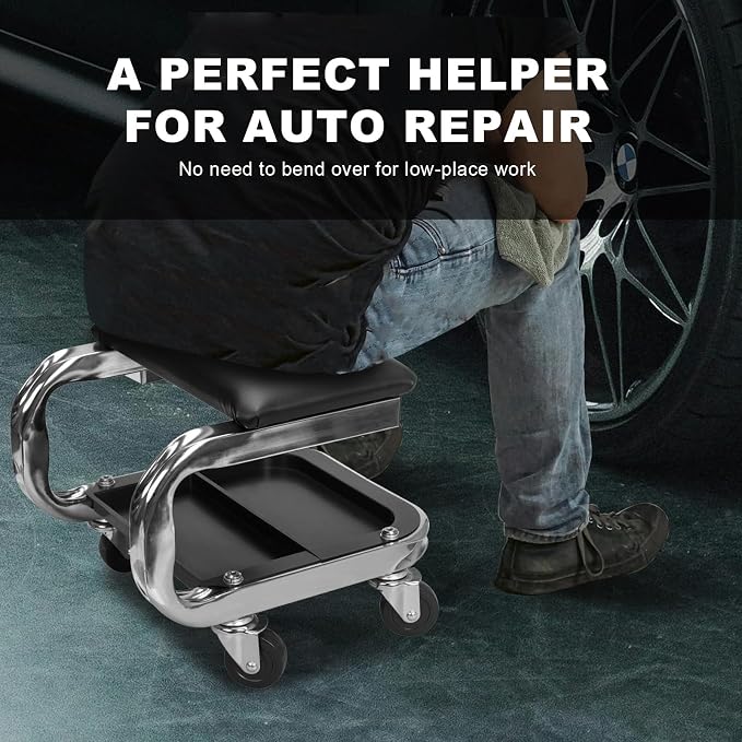 Torin AR7451B Heavy Duty Rolling Creeper Garage/Shop Seat: Padded Mechanic Stool - Image 6