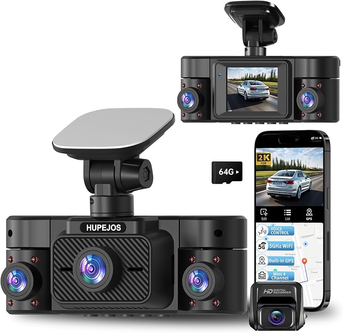 Dash Cam Front and Rear Inside, 360° Dash Camera by HUPEJOS