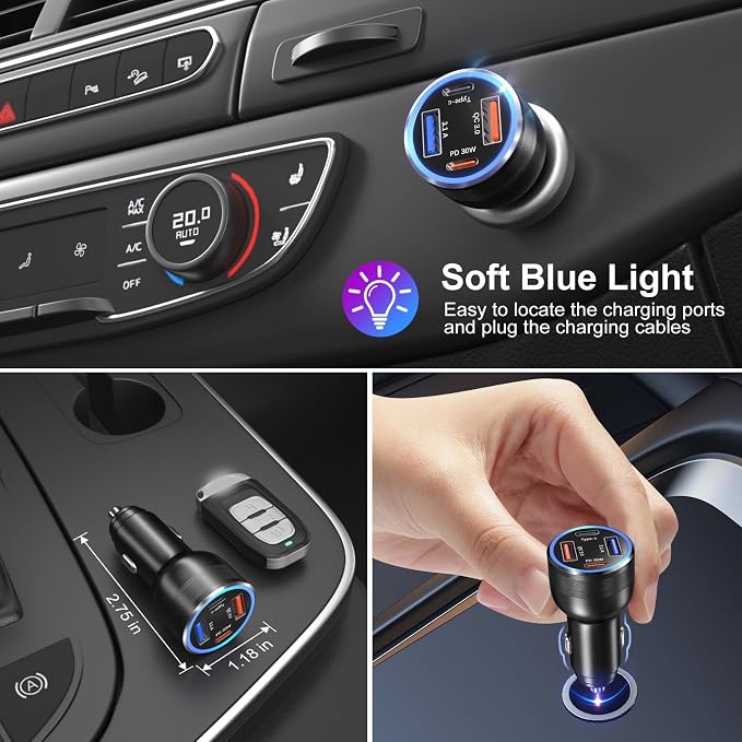 Car Charger Adapter 5 Pack, Bangfun 65W Multi Port 12V USB C & USB A Car - Image 4