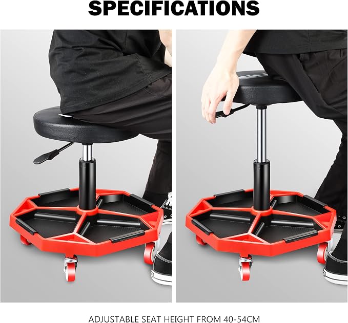 DNA MOTORING TOOLS-00253 Adjustable Height Pneumatic Garage Seat Rolling - Image 4