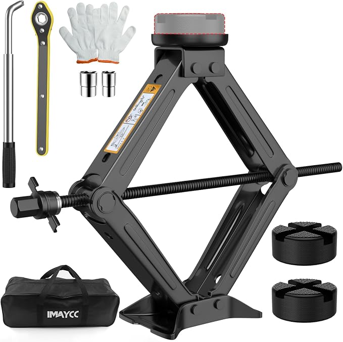 IMAYCC Car Jack Kit 2.5 Ton Scissor Jack Portable Car Jack and Stand Kit by IMAYCC